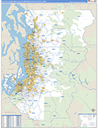 Seattle-Tacoma-Bellevue Metro Area Wall Map Basic Style